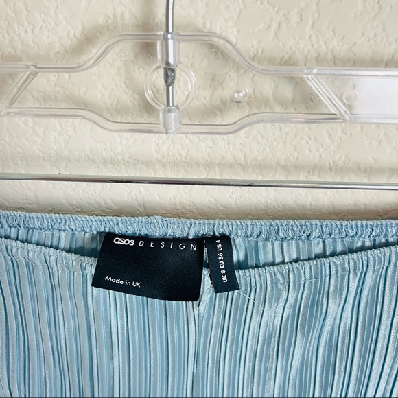 ASOS Light Baby Blue 90s Jersey Plisse Ribbed Suit Pants - Picture 3 of 7